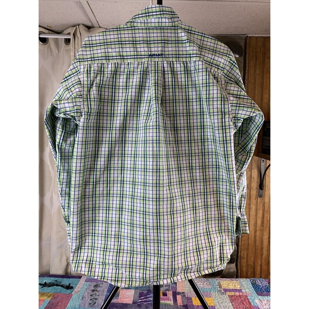 Ariat Pro Series Mens Size Medium Button Front Long Sleeve Shirt Plaid - Picture 4 of 11